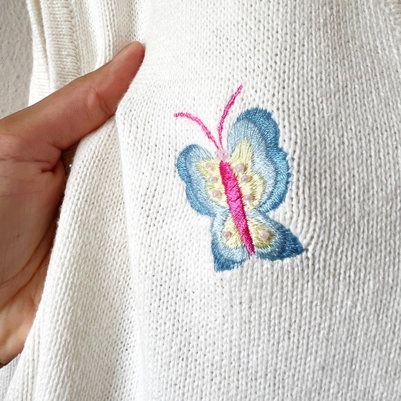 Vintage floral garden embroidered and beaded sweater vest - Picture 6 of 9